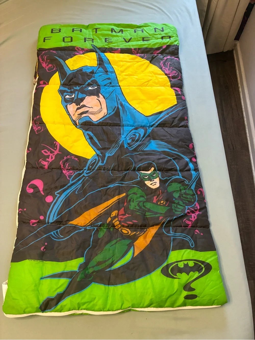 1995 DC Comics Batman Forever Green Black Sleeping Bag/Blanket